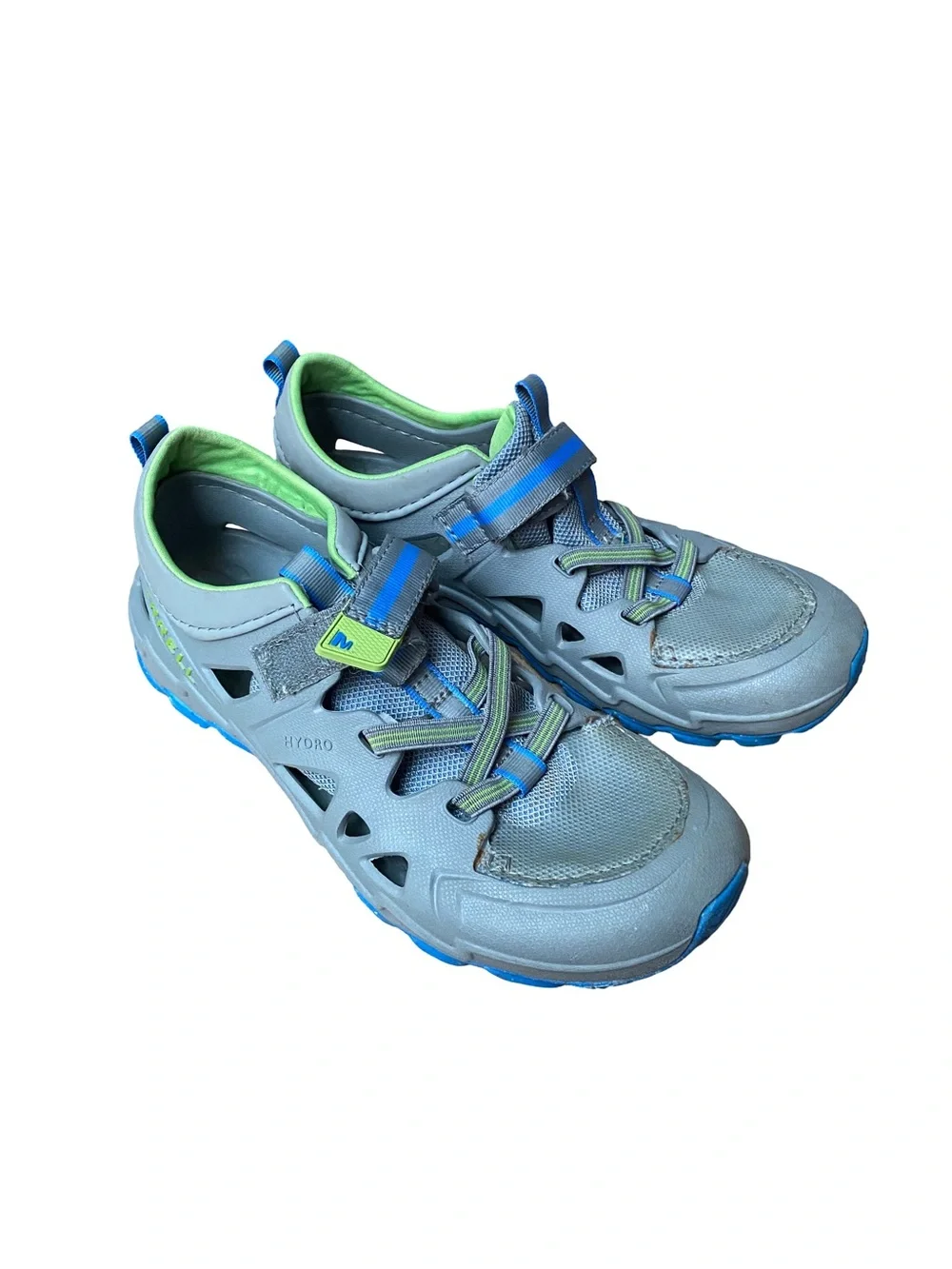 Merrell Hydro boys’ 2.0 quick drying grip sole green and gray sandals size 4M